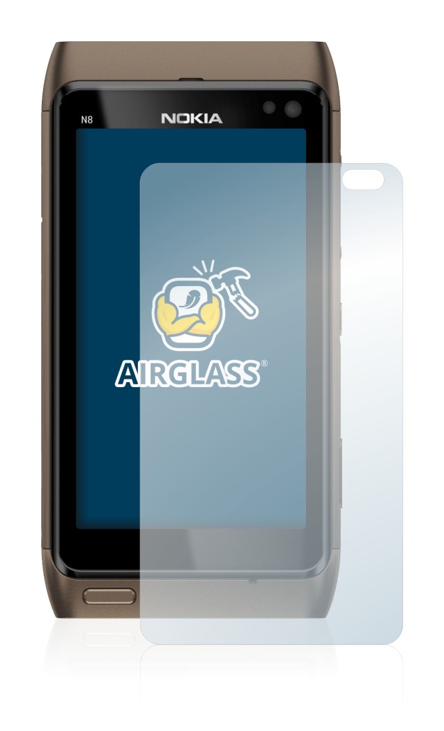 Imagen del dispositivo Nokia n8 con una amplia variedad de protectores de pantalla.