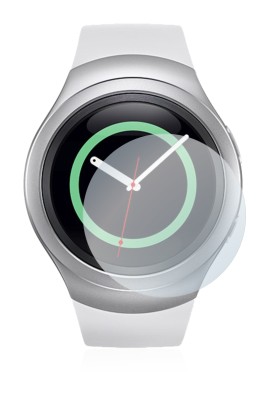 Abbildung des Geräts Samsung Gear S2 mit einer Vielzahl des Displayschutzes.
