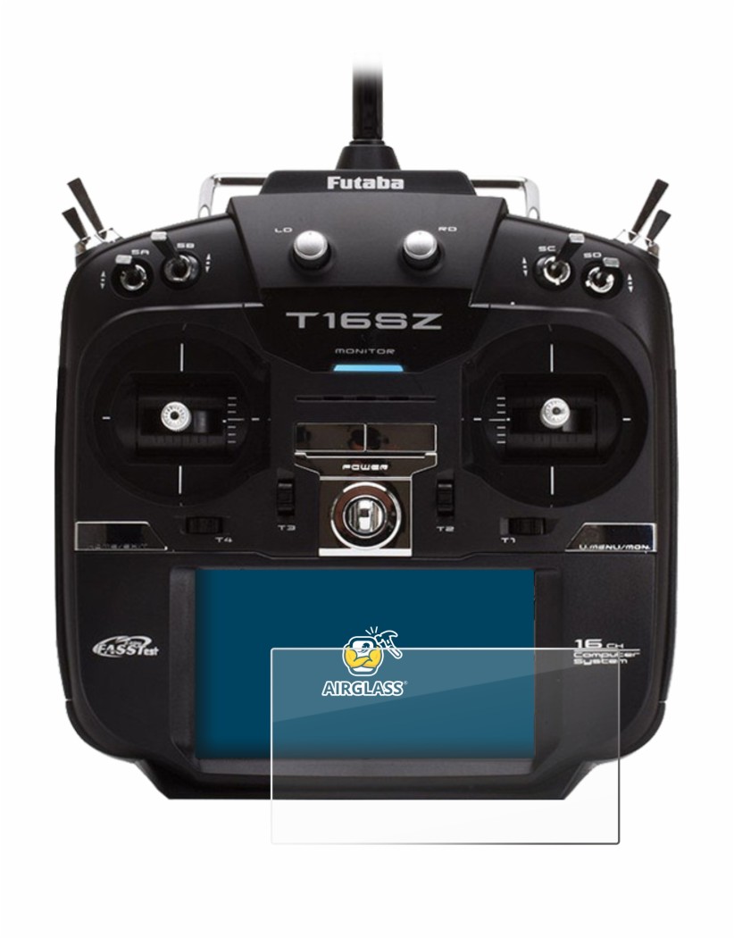 Immagine del dispositivo Robbe Futaba T16SZ con un'ampia varietà di protezioni per lo schermo.