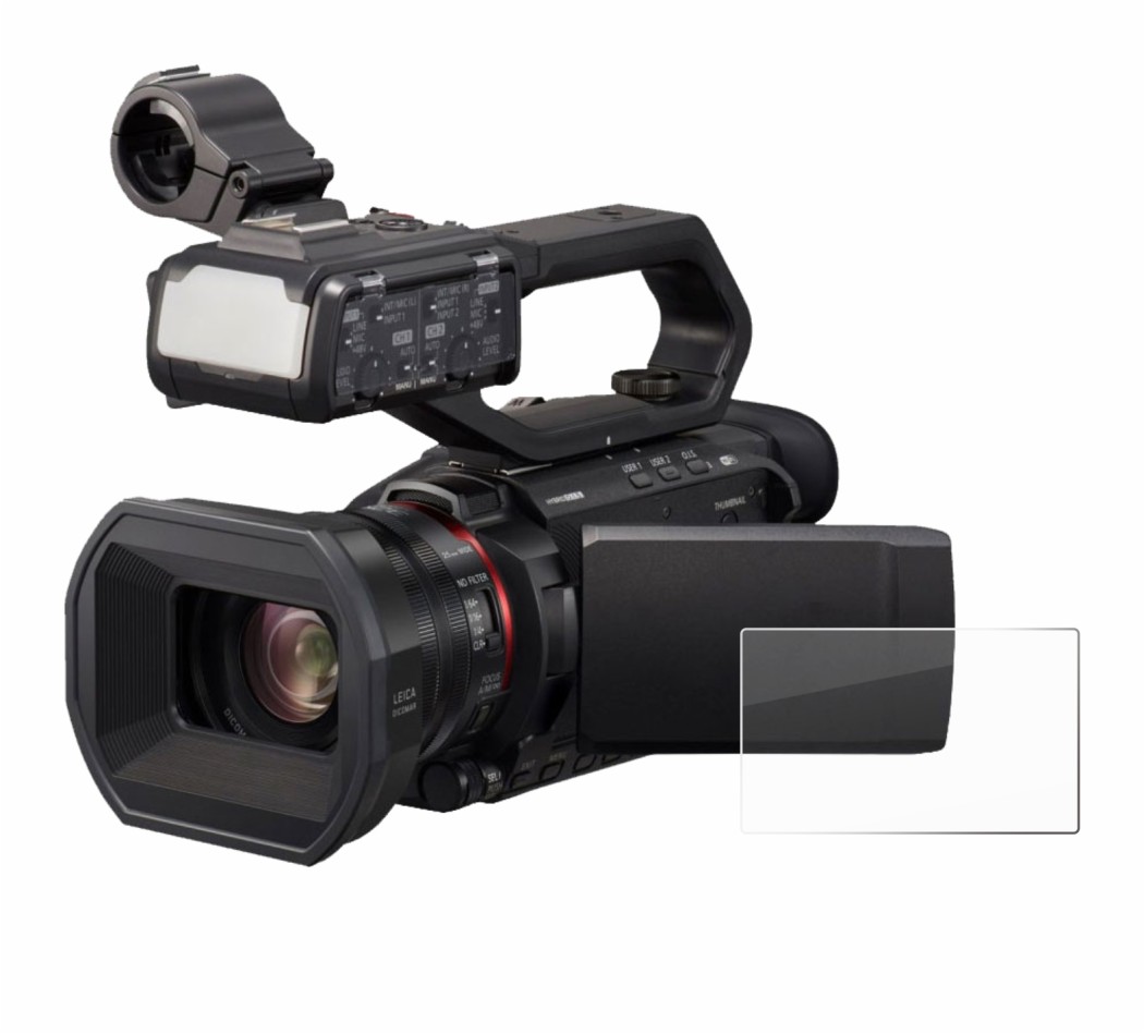 Image of the device Panasonic HC-X1500 with a wide variety of screen protectors.
