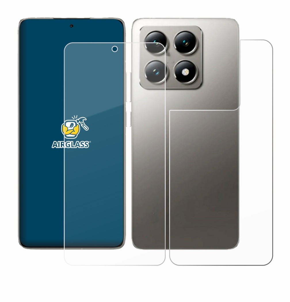 Immagine del dispositivo Xiaomi 14T Pro (Fronte+Retro) con un'ampia varietà di protezioni per lo schermo.