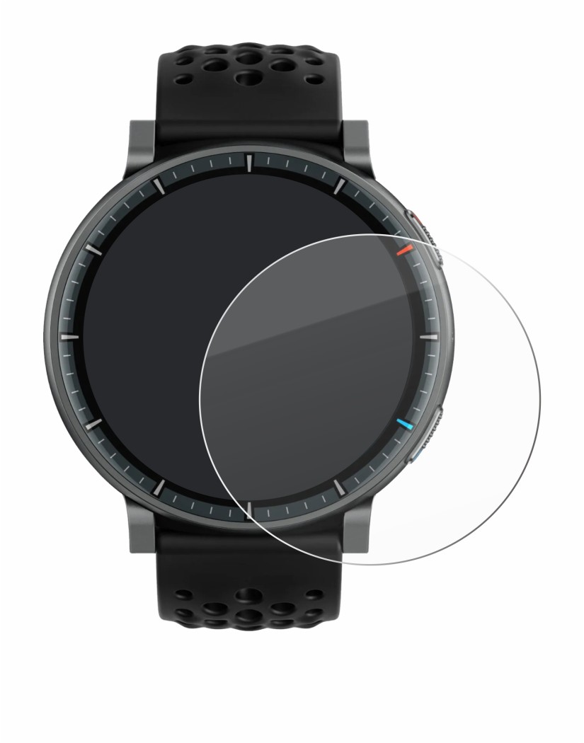 Image de l'appareil Amazfit Active Max avec une grande variété de protections d'écran.