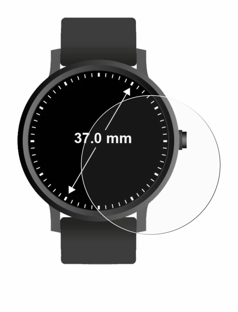 Image de l'appareil Montres (Circulaire, ø: 37 mm) avec une grande variété de protections d'écran.