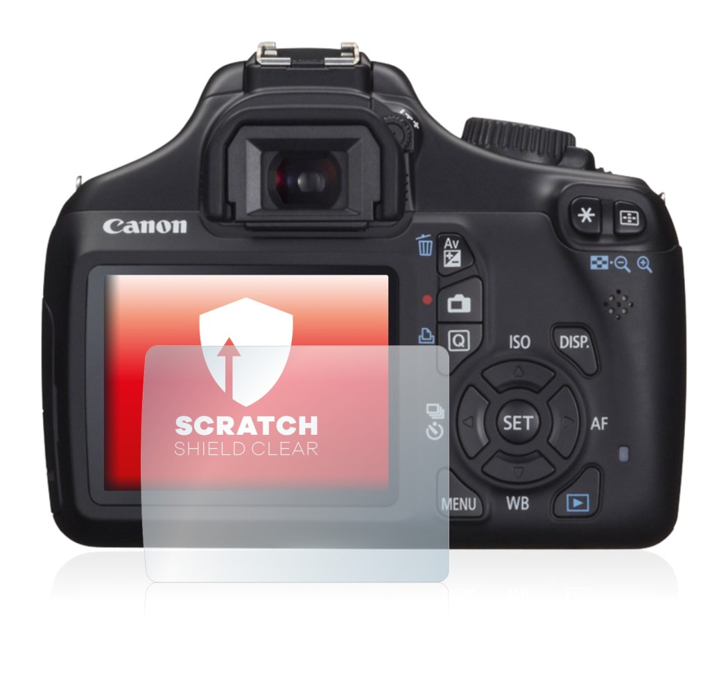 Image of the device Canon EOS 1100D with a wide variety of screen protectors.