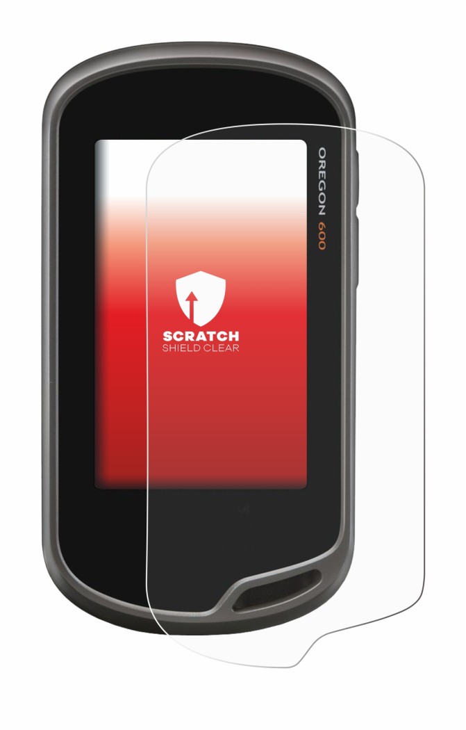 Immagine del dispositivo Garmin Oregon 600 con un'ampia varietà di protezioni per lo schermo.