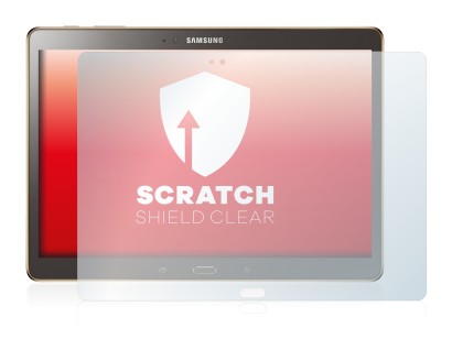 Immagine del dispositivo Samsung Galaxy Tab S 10.5 SM-T800 con un'ampia varietà di protezioni per lo schermo.