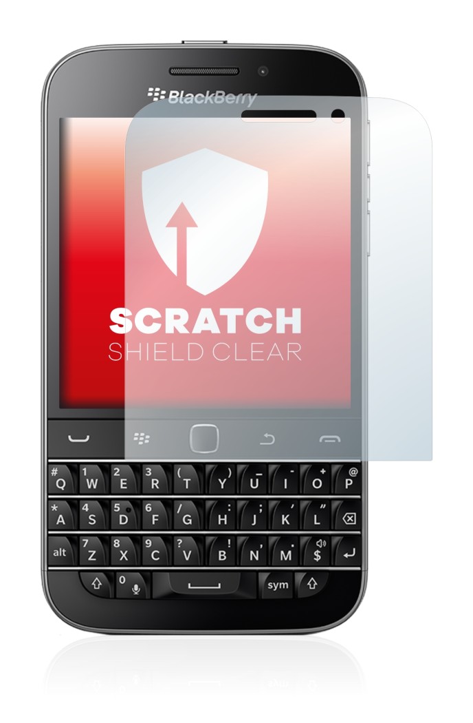 Imagen del dispositivo Blackberry Classic Q20 con una amplia variedad de protectores de pantalla.