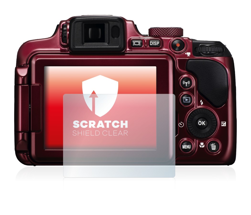 Image de l'appareil Nikon Coolpix P610 avec une grande variété de protections d'écran.