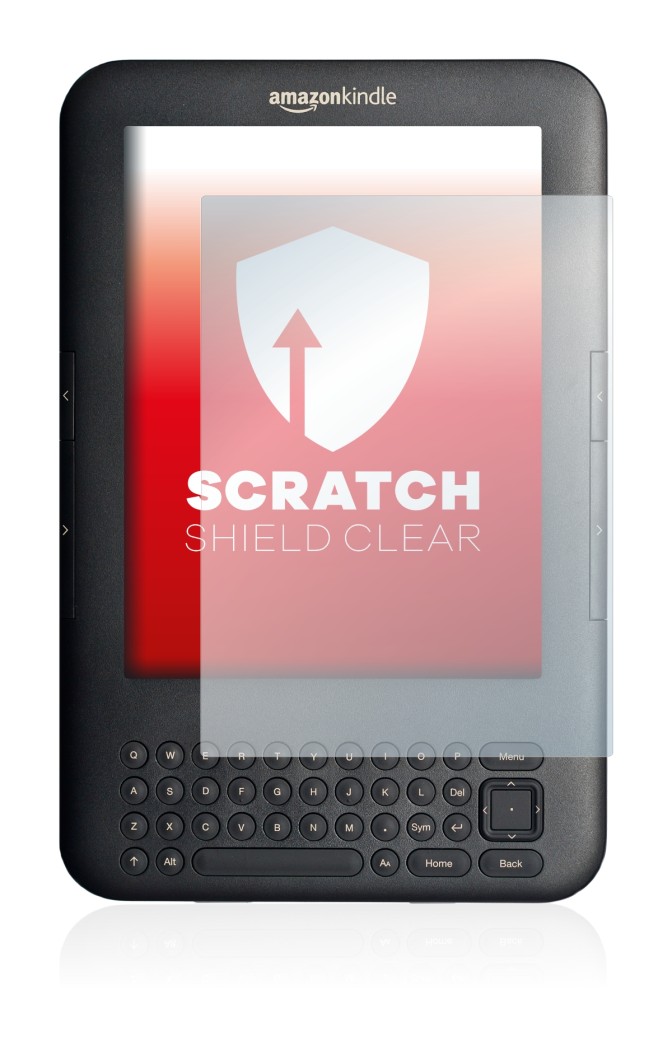 Abbildung des Geräts Amazon Kindle 3 mit einer Vielzahl des Displayschutzes.