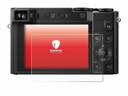Abbildung des Geräts Panasonic Lumix DMC-TZ101 mit einer Vielzahl des Displayschutzes.
