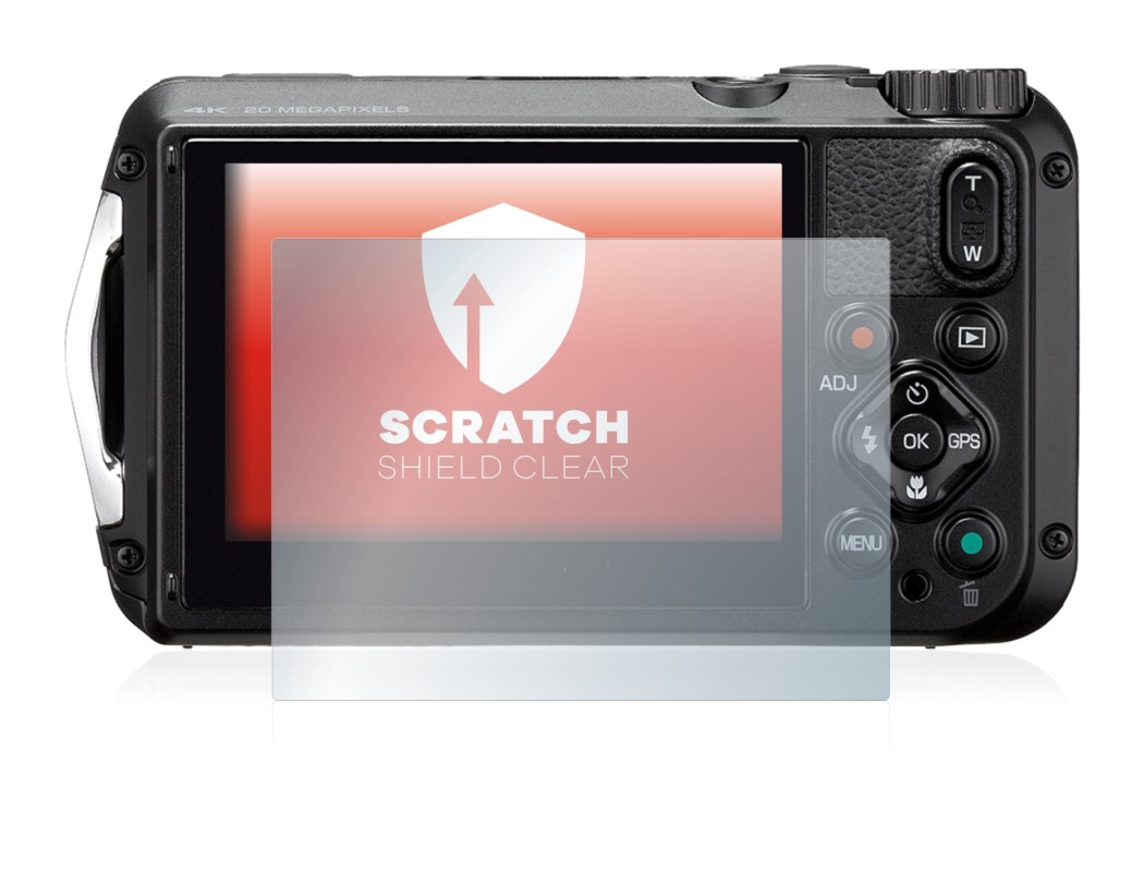 Image de l'appareil Ricoh WG-6 avec une grande variété de protections d'écran.