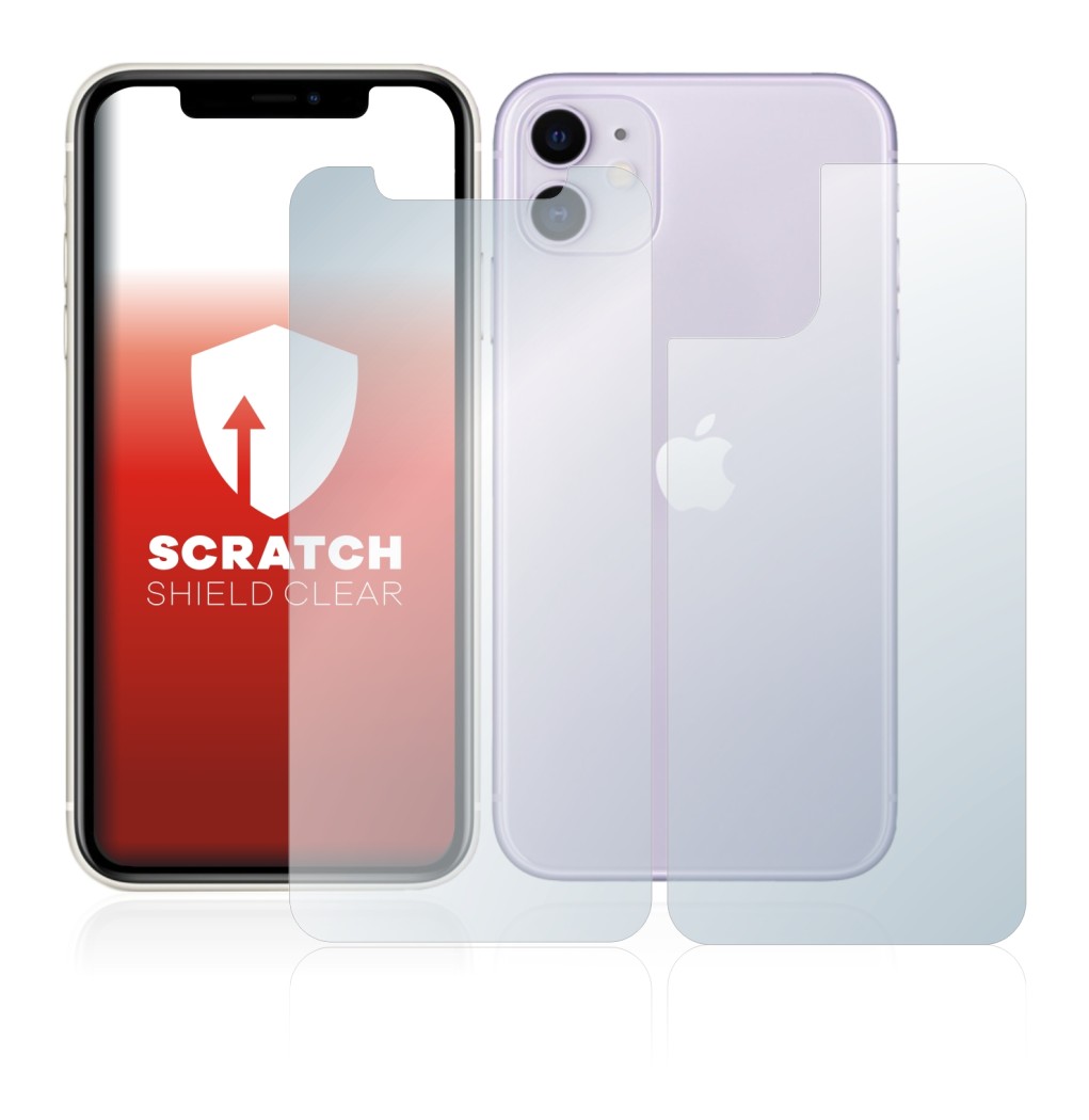 Image de l'appareil Apple iPhone 11 (Avant+Arrière) avec une grande variété de protections d'écran.