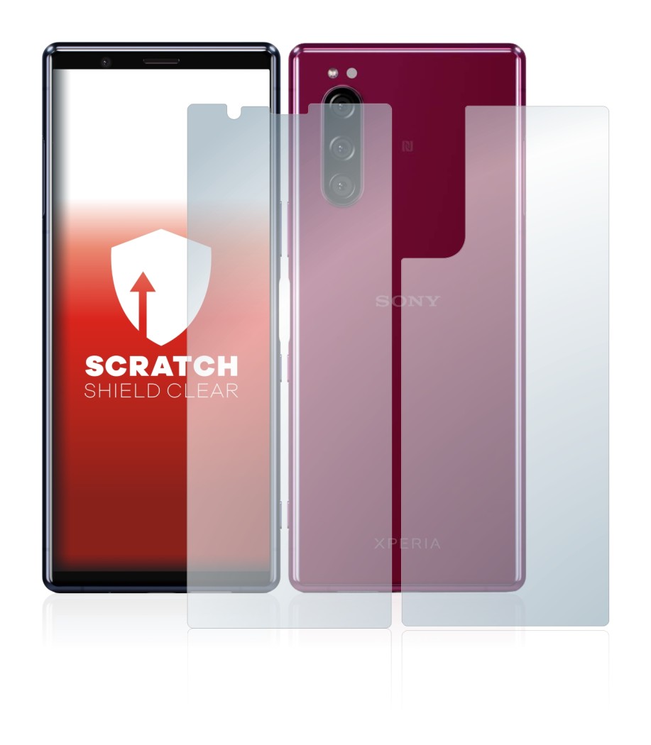 Image of the device Sony Xperia 5 (Front+Back) with a wide variety of screen protectors.