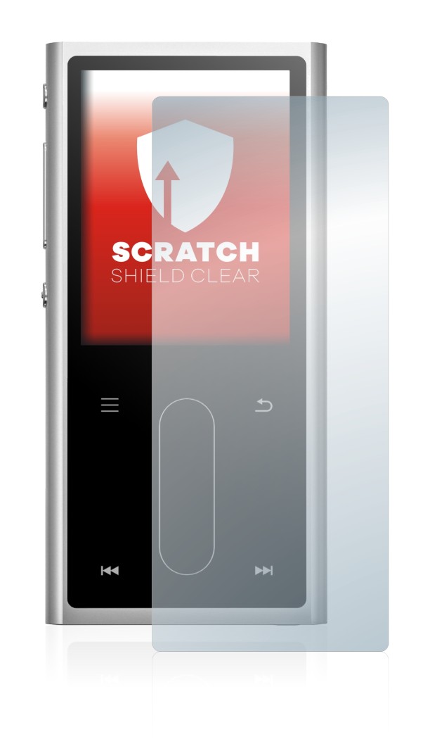 Image of the device FiiO M3K with a wide variety of screen protectors.