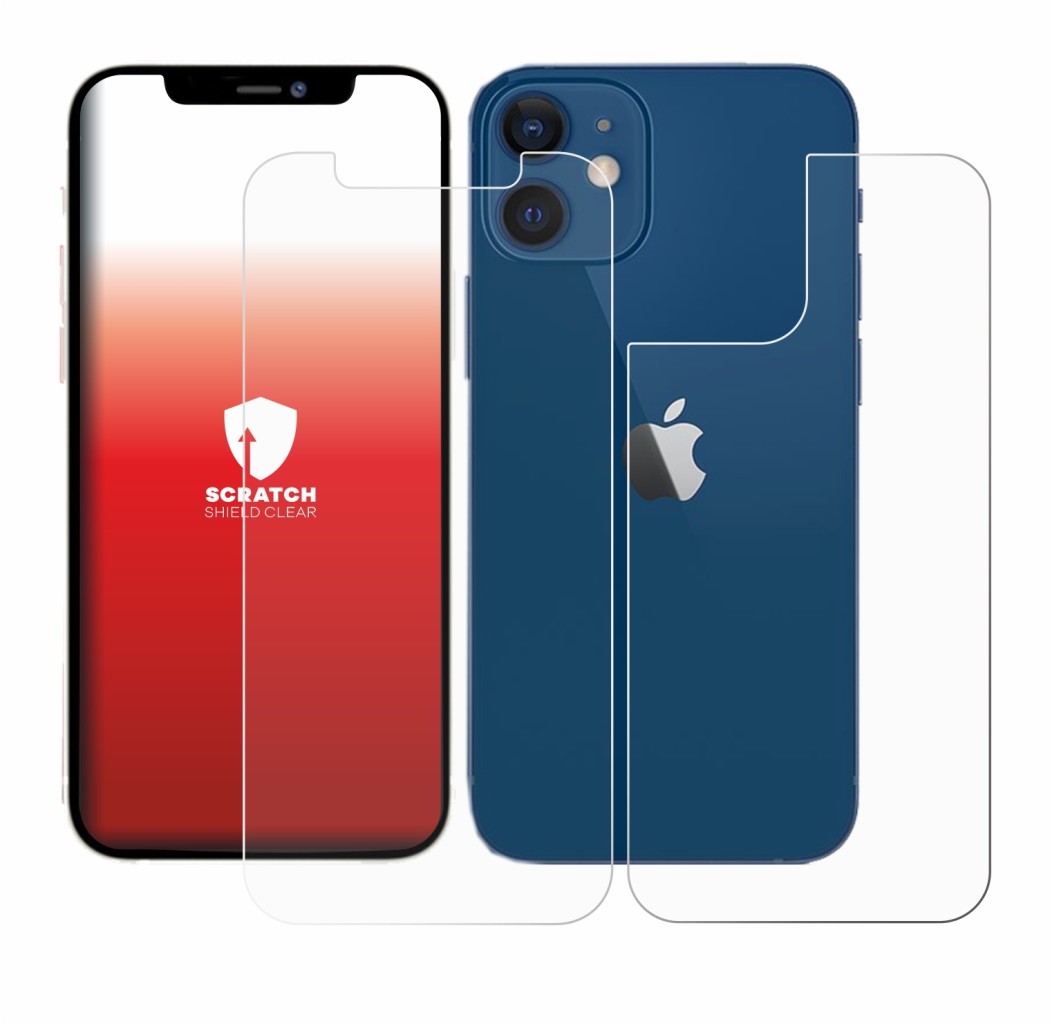 Image of the device Apple iPhone 12 (Front+Back) with a wide variety of screen protectors.