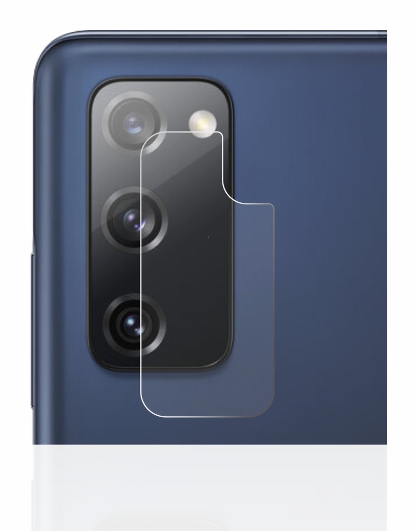 Abbildung des Geräts Samsung Galaxy S20 FE (NUR Kameraschutz) mit einer Vielzahl des Displayschutzes.