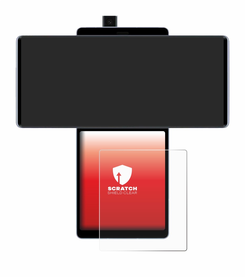 Abbildung des Geräts LG Wing (Hinteres Display) mit einer Vielzahl des Displayschutzes.