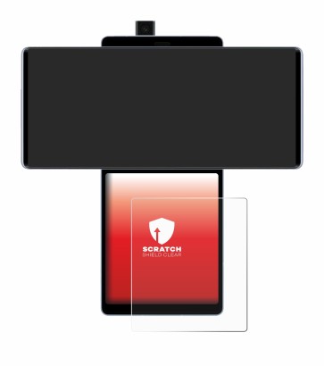 Abbildung des Geräts LG Wing (Hinteres Display) mit einer Vielzahl des Displayschutzes.