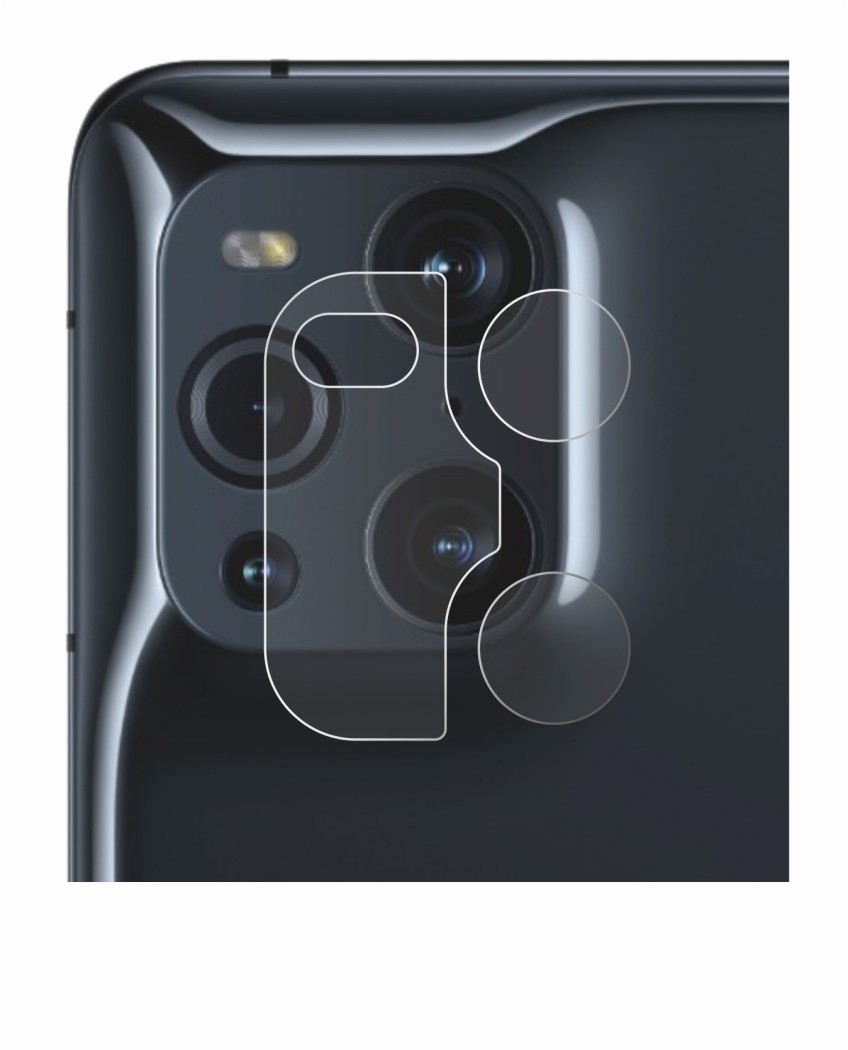 Abbildung des Geräts Oppo Find X3 Pro (NUR Kameraschutz) mit einer Vielzahl des Displayschutzes.