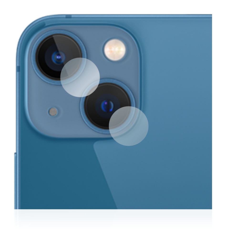 Abbildung des Geräts Apple iPhone 13 mini (NUR Kameraschutz) mit einer Vielzahl des Displayschutzes.