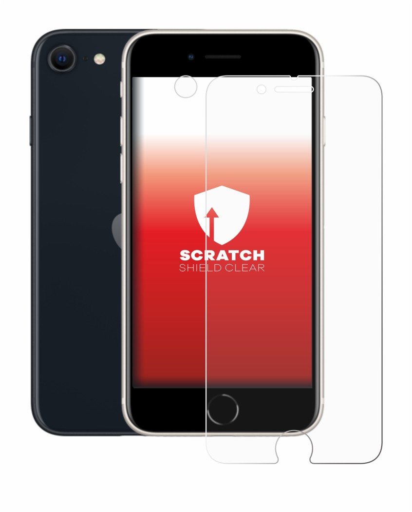 Abbildung des Geräts Apple iPhone SE 3 2022 (Display+Kamera) mit einer Vielzahl des Displayschutzes.
