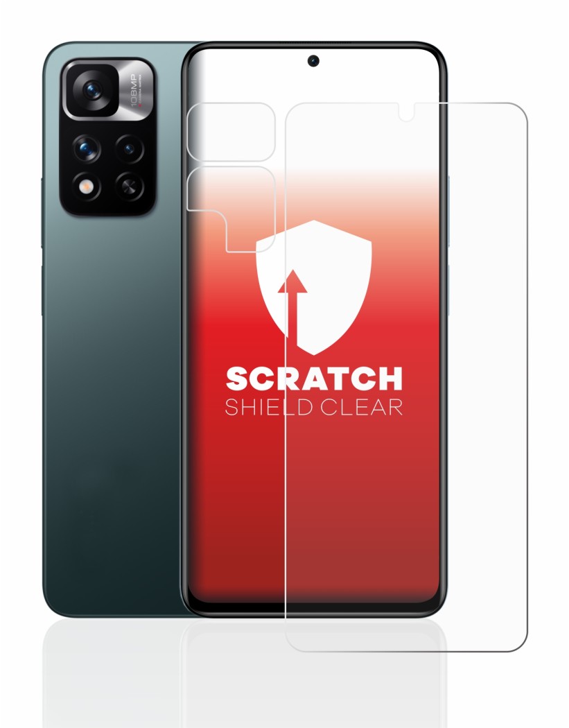 Immagine del dispositivo Xiaomi Redmi Note 11 Pro+ 5G (Fronte+Fotocamera) con un'ampia varietà di protezioni per lo schermo.