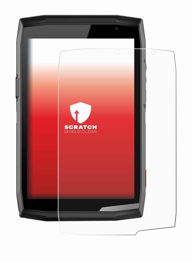 Abbildung des Geräts Crosscall Core T5 mit einer Vielzahl des Displayschutzes.