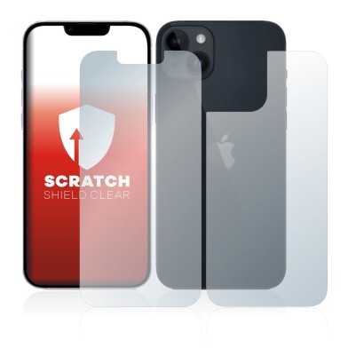 Abbildung des Geräts Apple iPhone 14 (Display+Rückseite) mit einer Vielzahl des Displayschutzes.