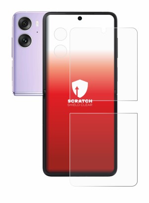 Imagen del dispositivo Oppo Find N2 Flip (Frontal+Cámara) con una amplia variedad de protectores de pantalla.