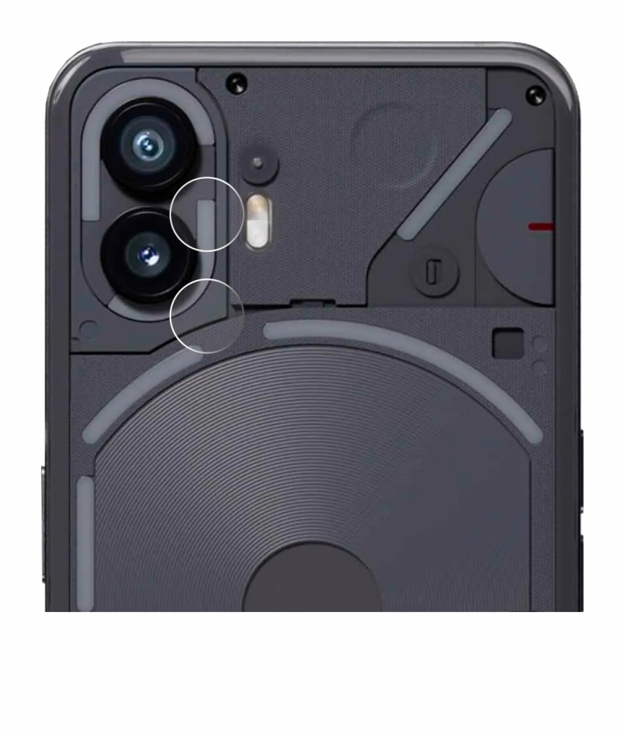 Abbildung des Geräts Nothing Phone (2) (NUR Kameraschutz) mit einer Vielzahl des Displayschutzes.