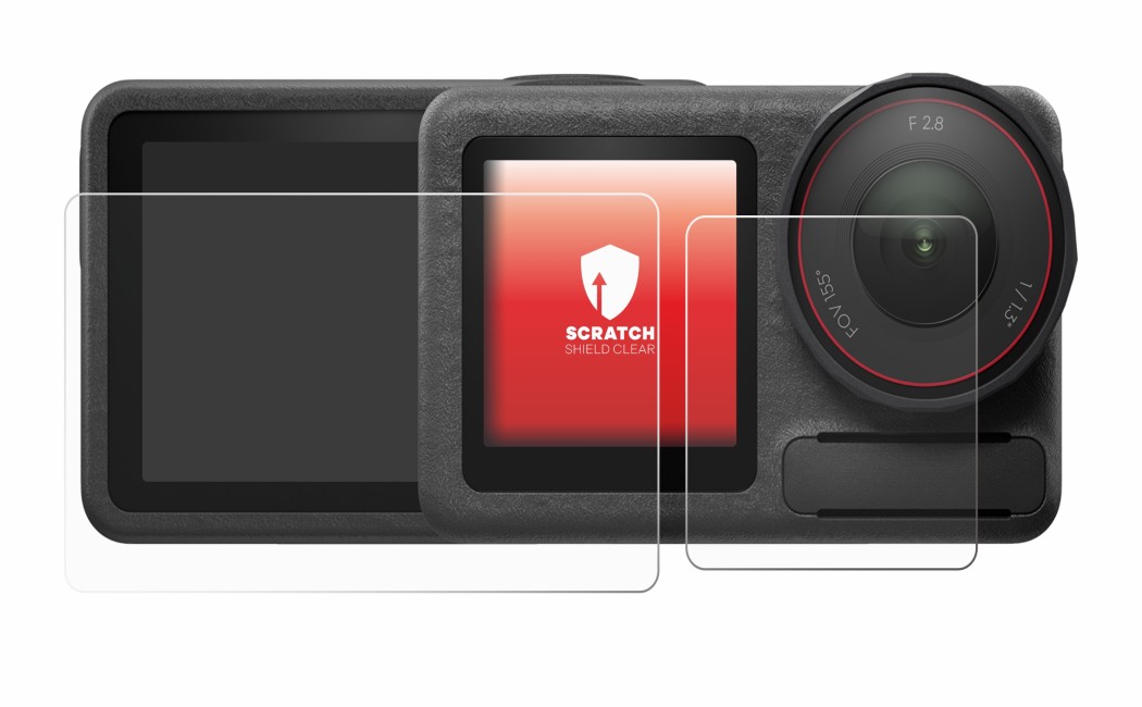 Image of the device DJI Osmo Action 5 Pro with a wide variety of screen protectors.