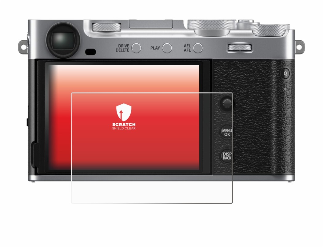 Image of the device Fujifilm X-E5 with a wide variety of screen protectors.