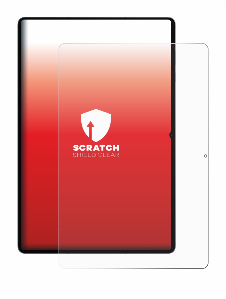 Immagine del dispositivo Samsung Galaxy Tab S11 Ultra (ritratto) con un'ampia varietà di protezioni per lo schermo.