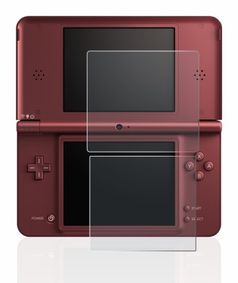 Image de l'appareil Nintendo DSi XL avec une grande variété de protections d'écran.