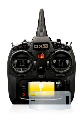 Abbildung des Geräts Spektrum DX9 mit einer Vielzahl des Displayschutzes.