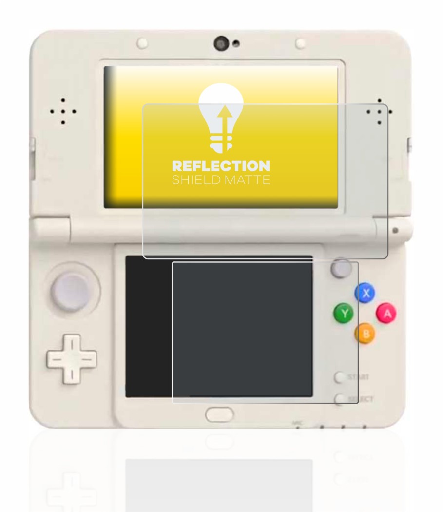 Abbildung des Geräts Nintendo New 3DS mit einer Vielzahl des Displayschutzes.