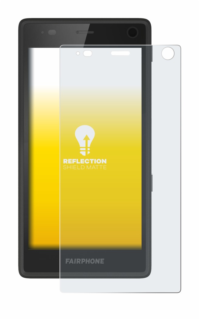 Abbildung des Geräts Fairphone 2 mit einer Vielzahl des Displayschutzes.