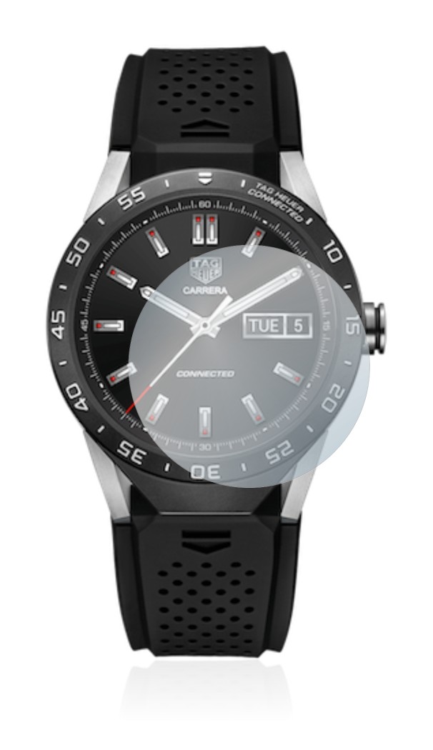 Image de l'appareil TAG Heuer Connected 46 avec une grande variété de protections d'écran.