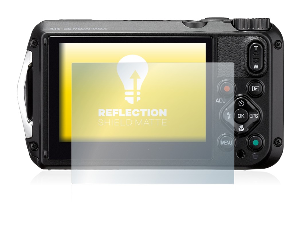 Image of the device Ricoh WG-6 with a wide variety of screen protectors.