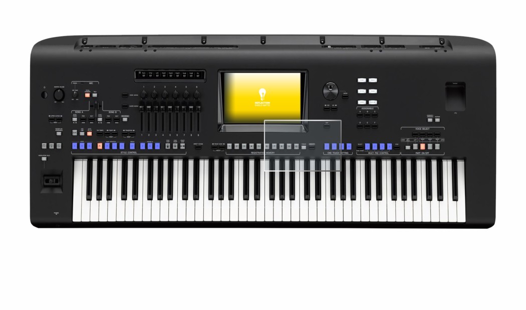 Immagine del dispositivo Yamaha Genos con un'ampia varietà di protezioni per lo schermo.