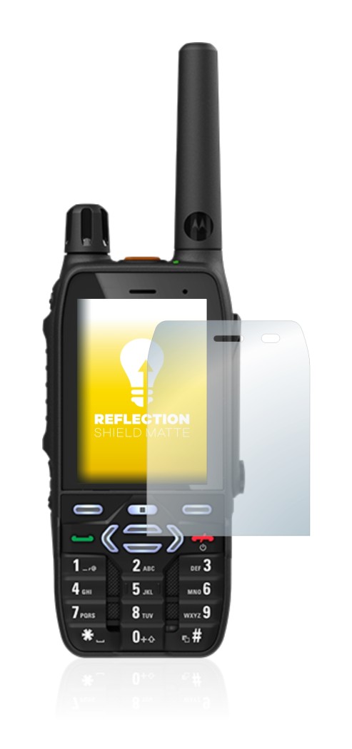 Immagine del dispositivo Motorola MXP600 con un'ampia varietà di protezioni per lo schermo.