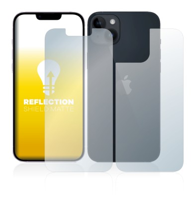 Abbildung des Geräts Apple iPhone 14 (Display+Rückseite) mit einer Vielzahl des Displayschutzes.