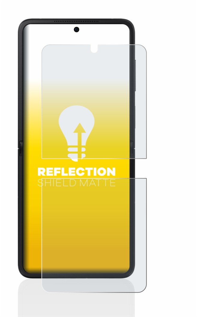 Abbildung des Geräts Oppo Find N2 Flip mit einer Vielzahl des Displayschutzes.