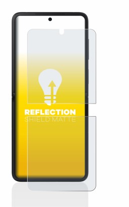 Abbildung des Geräts Oppo Find N2 Flip mit einer Vielzahl des Displayschutzes.