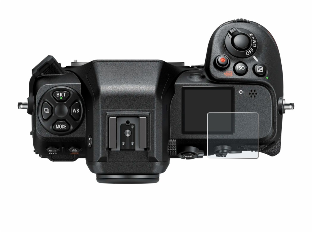 Image of the device Nikon Z 8 (top plate display) with a wide variety of screen protectors.