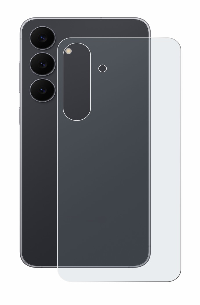 Abbildung des Geräts Samsung Galaxy S25 FE (Rückseite) mit einer Vielzahl des Displayschutzes.