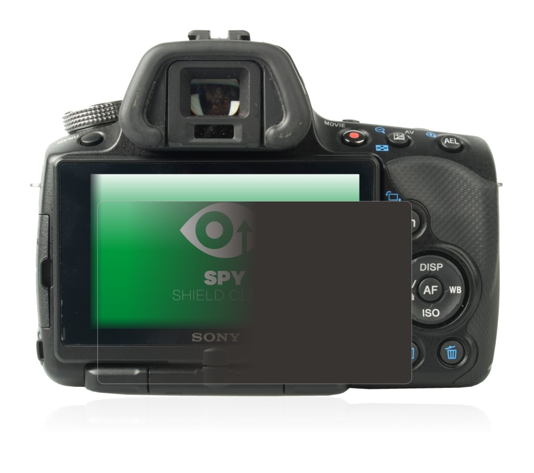 Abbildung des Geräts Sony Alpha 55 (SLT-A55V) mit einer Vielzahl des Displayschutzes.