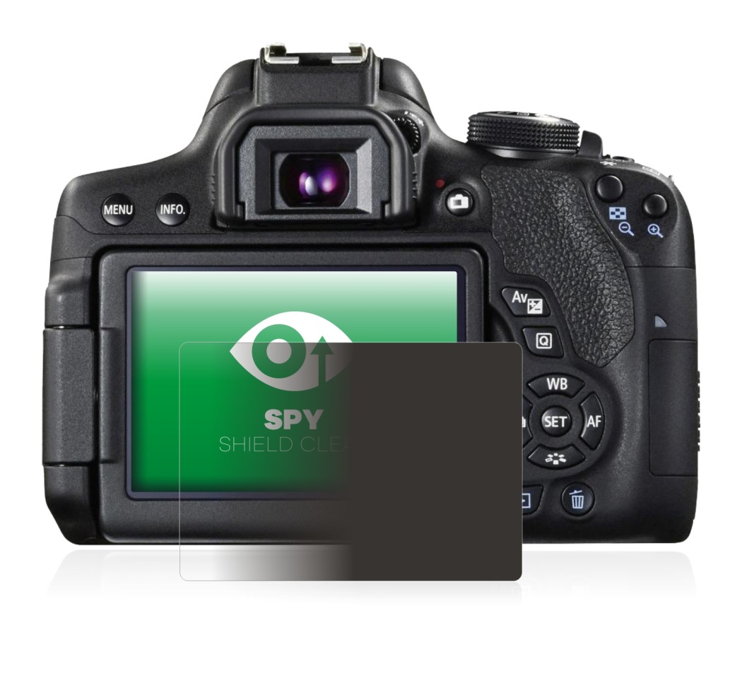 Abbildung des Geräts Canon EOS 750D mit einer Vielzahl des Displayschutzes.