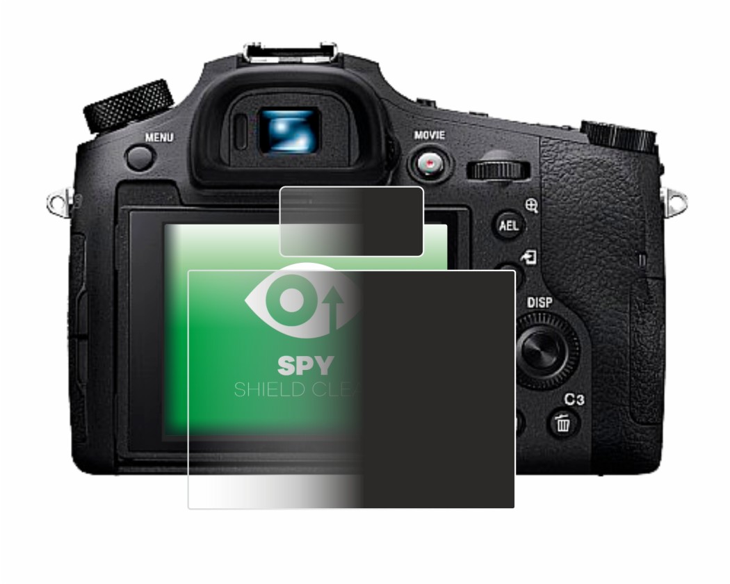 Abbildung des Geräts Sony Cyber-Shot DSC-RX10 IV mit einer Vielzahl des Displayschutzes.