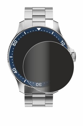 Abbildung des Geräts Withings ScanWatch Horizon (43 mm) mit einer Vielzahl des Displayschutzes.